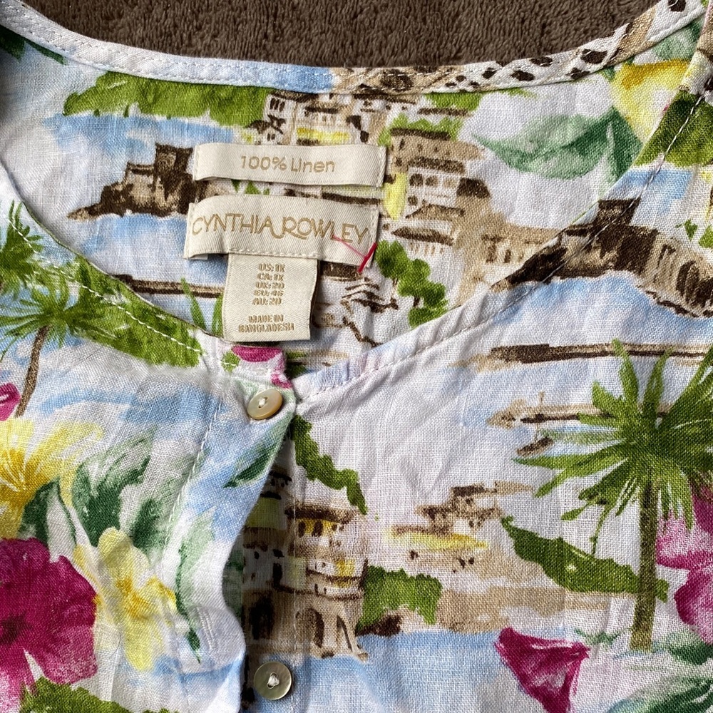 Cynthia Rowley Floral Jean-Style Jacket in Pink, Green & Blue - Picture 2 of 6
